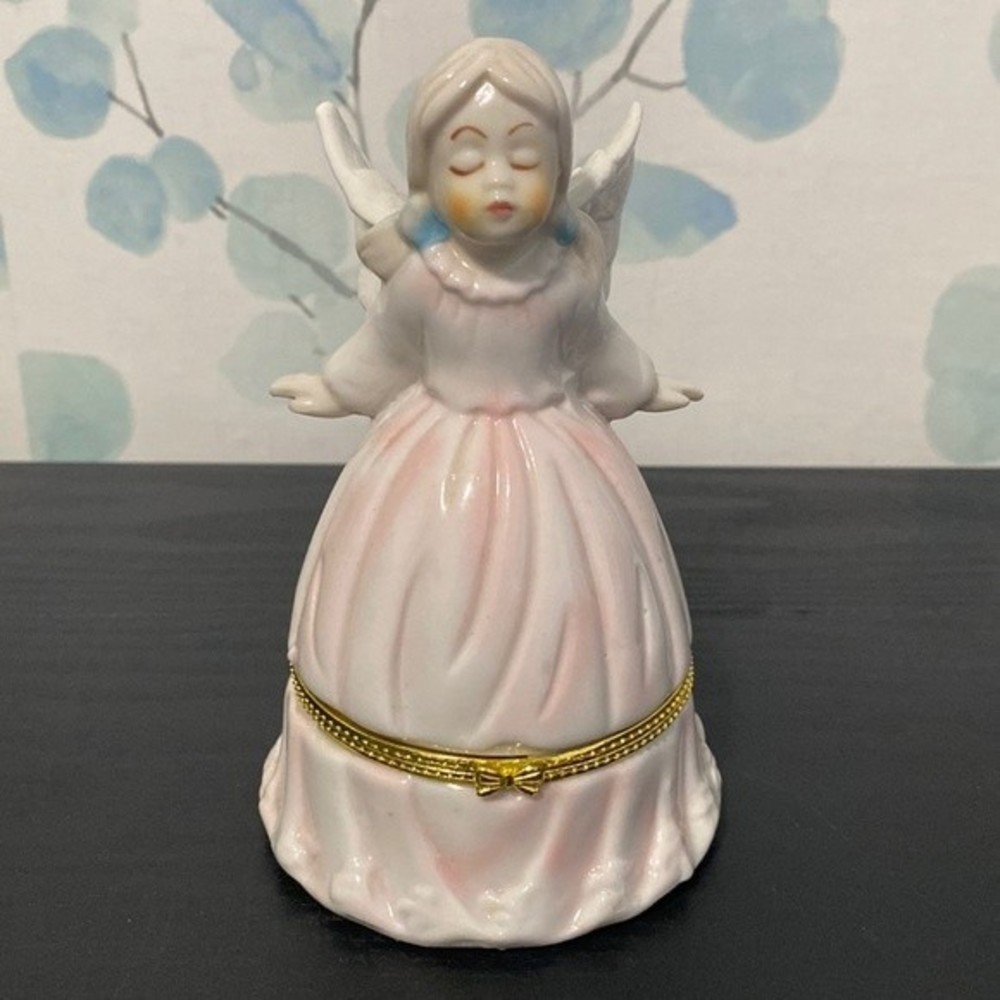 Porcelain Angel Hinged Trinket Box